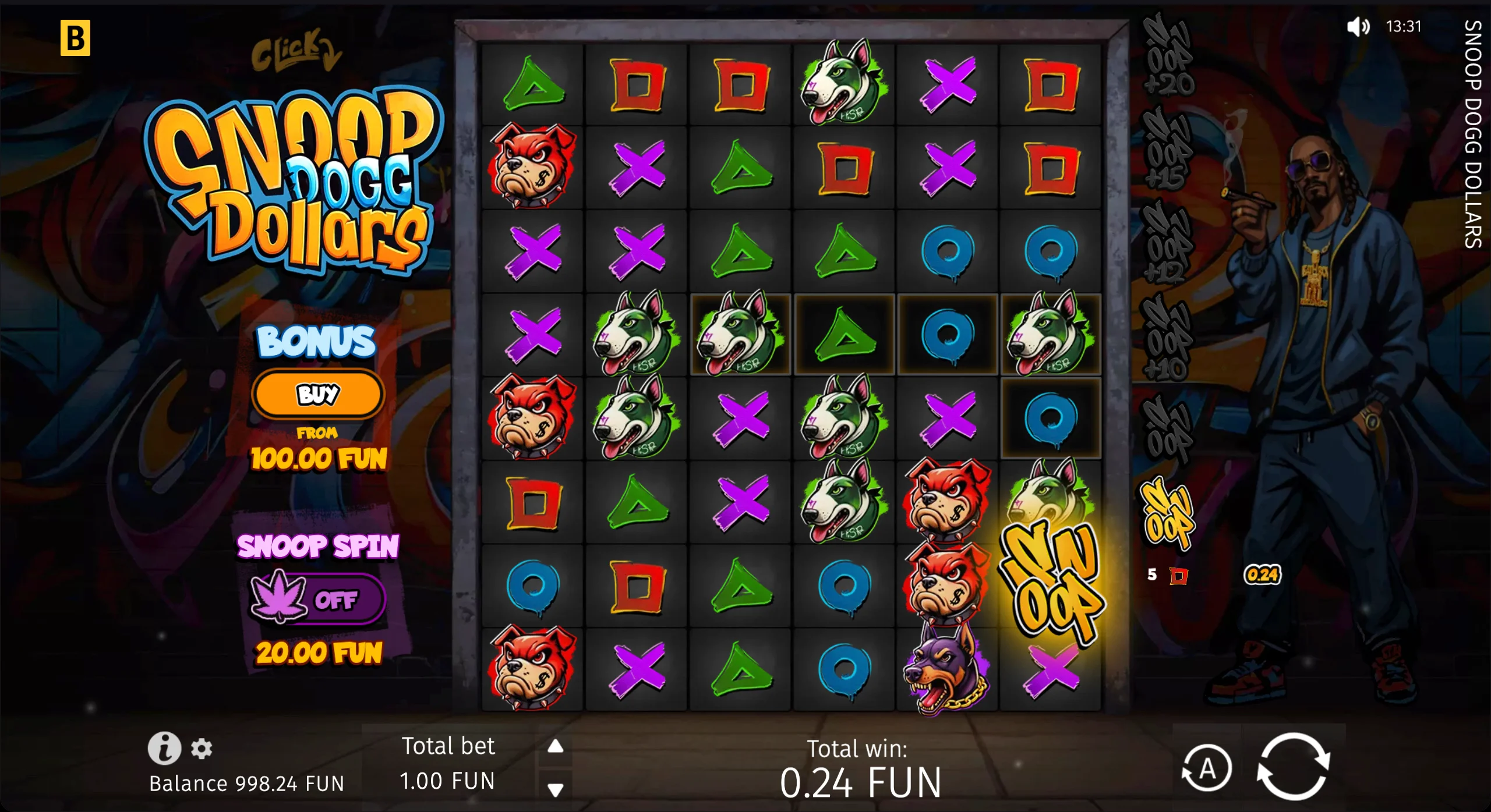 Licensed casino criteria for playing Snoop Dogg Dollars